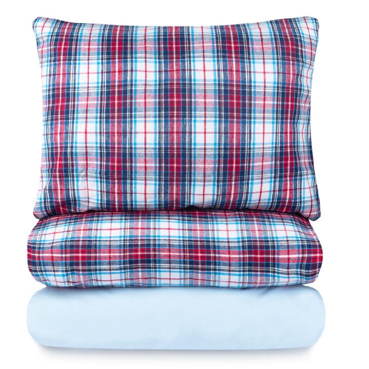 Комплект постельного белья 1,5-спальный Lameirinho Flannel, красно-синяя клетка