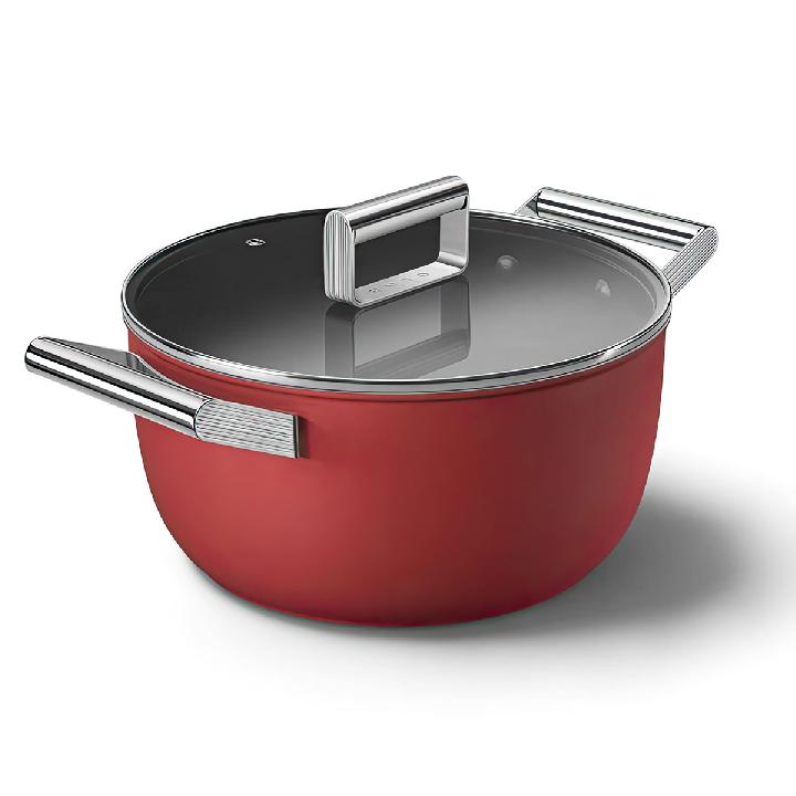 Кастрюля с крышкой Smeg 50’s Style 24см, red