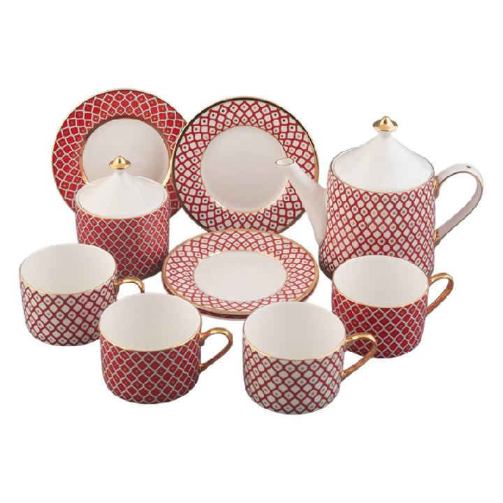 Сервиз чайный Императорский фарфоровый завод Скарлетт 10 предметов на 4 персоны