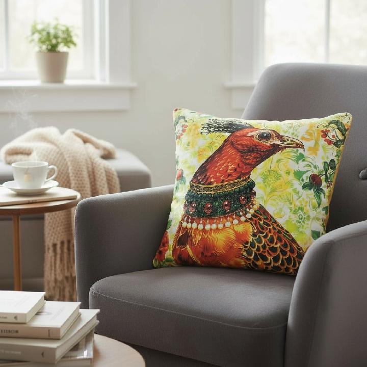 Подушка декоративная Фабрика Дивные птицы Нарядная птица с хохолком