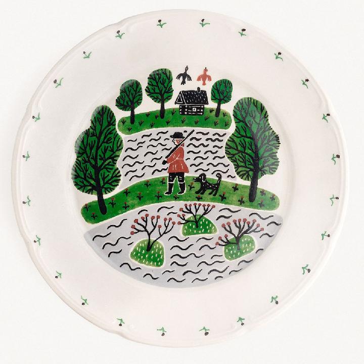 Тарелка закусочная Дымов Керамика Огород Уткина Охота